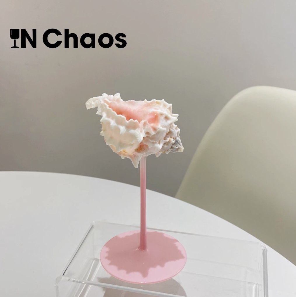 IN Chaos Handmade Shell Wine Cocktail Glass Pink Stem