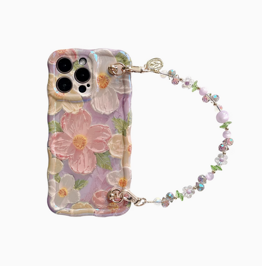 CIRCLE Canva Flower Phone Case With Charm