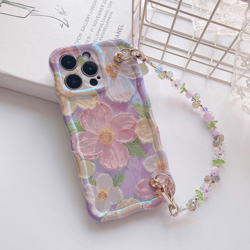 CIRCLE Canva Flower Phone Case With Charm