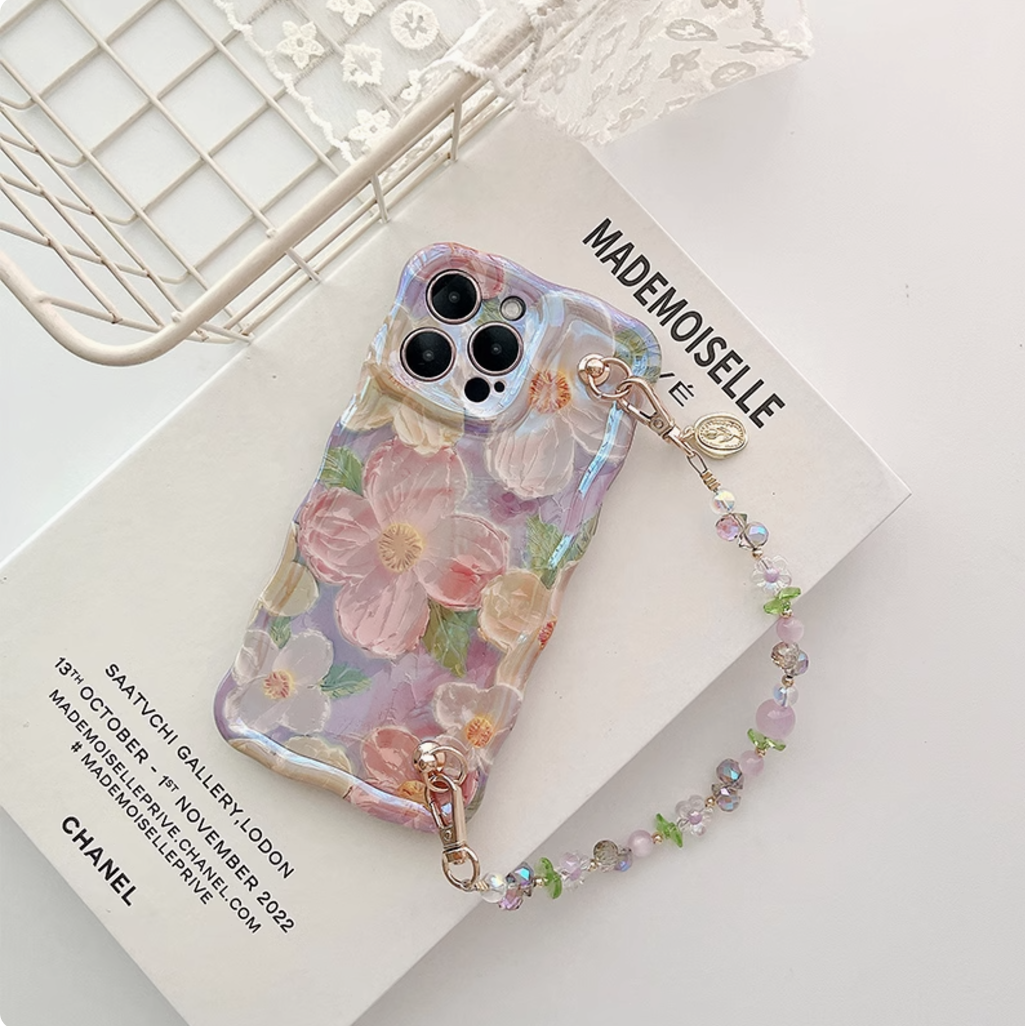 CIRCLE Canva Flower Phone Case With Charm