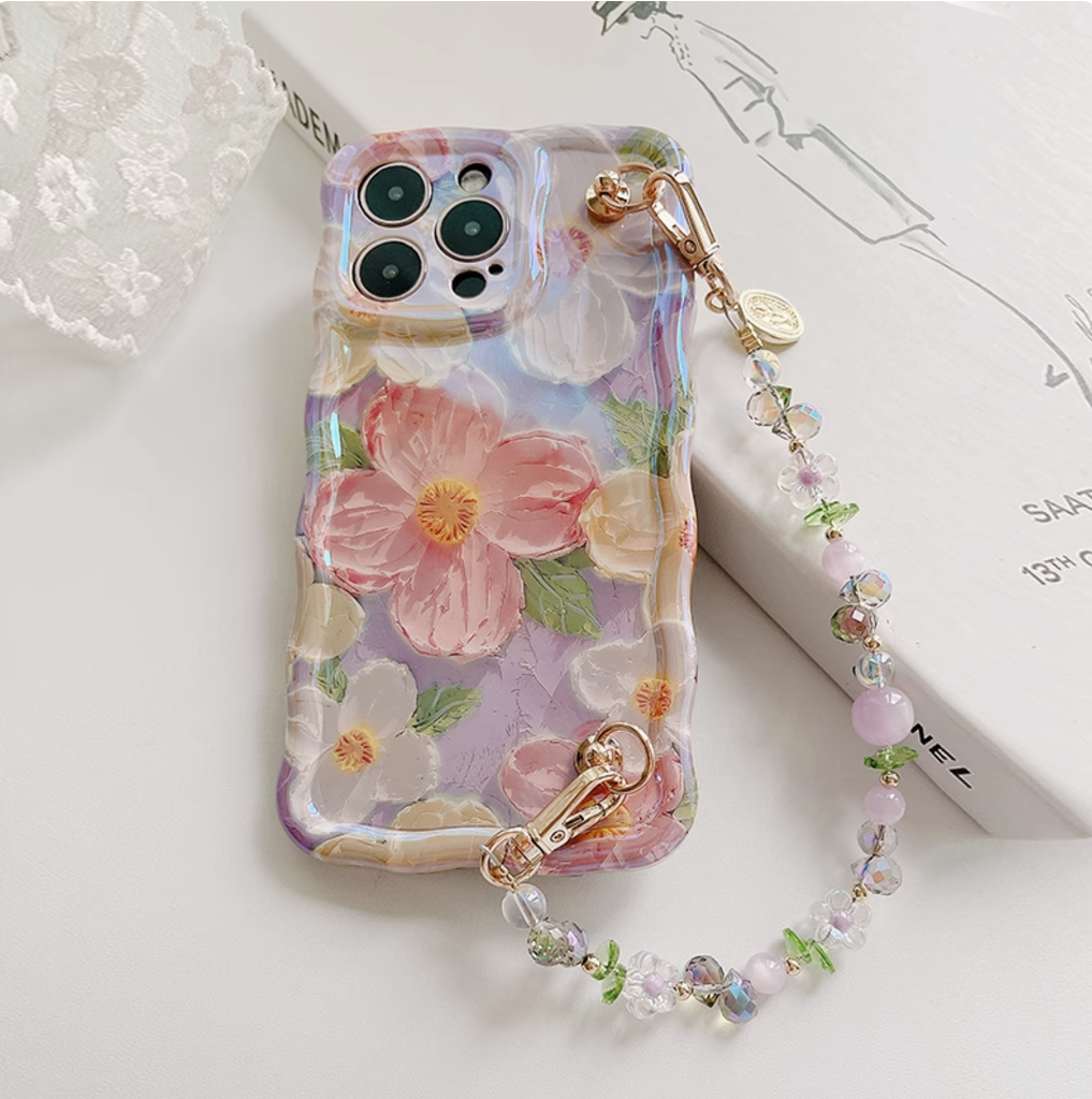 CIRCLE Canva Flower Phone Case With Charm