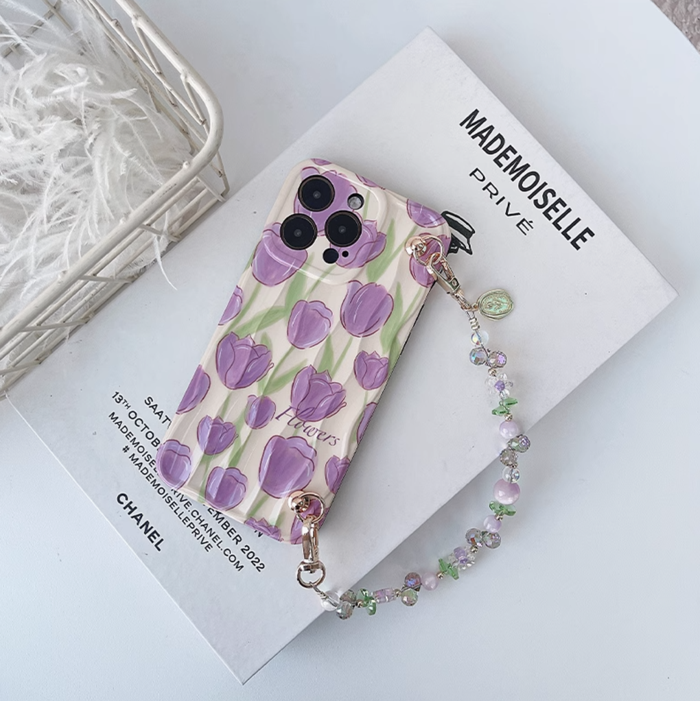 CIRCLE Purple Tulip Phone Case With Charm