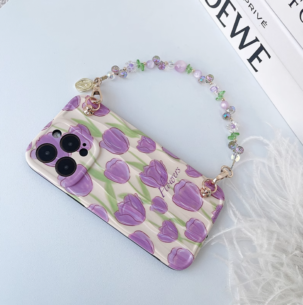 CIRCLE Purple Tulip Phone Case With Charm