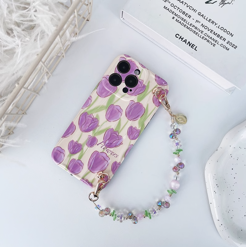 CIRCLE Purple Tulip Phone Case With Charm