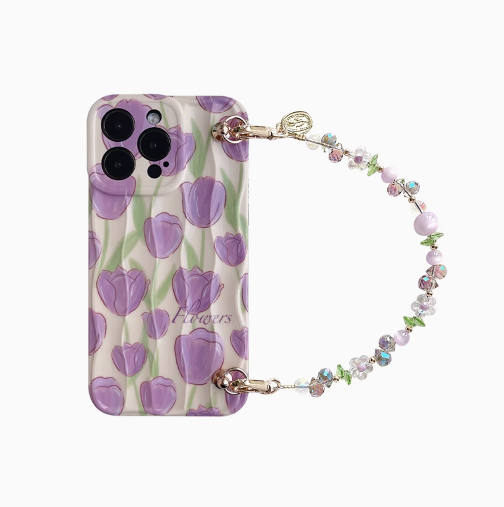 CIRCLE Purple Tulip Phone Case With Charm