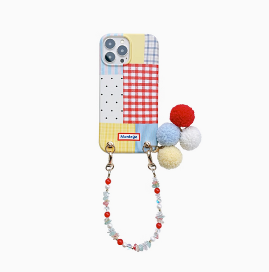 CIRCLE Colorful Fluff Ball Phone Case With Charm