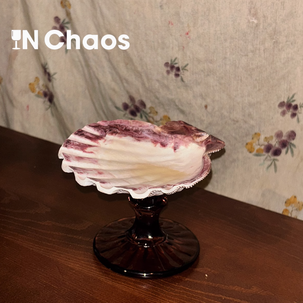 IN Chaos Handmade Shell Food Dessert Plate Wine Cocktail Goblets Glass