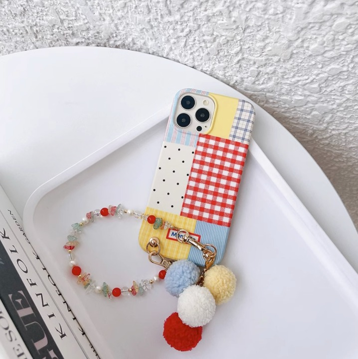 CIRCLE Colorful Fluff Ball Phone Case With Charm